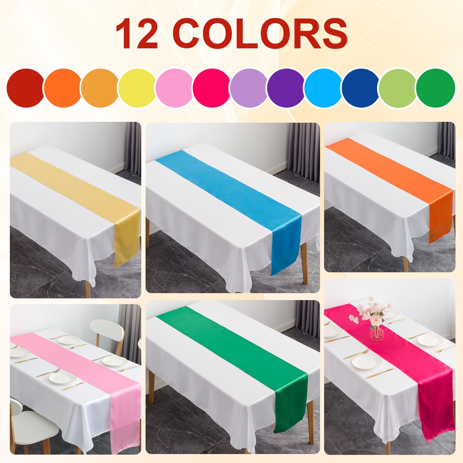 CIEOVO bright color satin table runner green adds fresh elegance