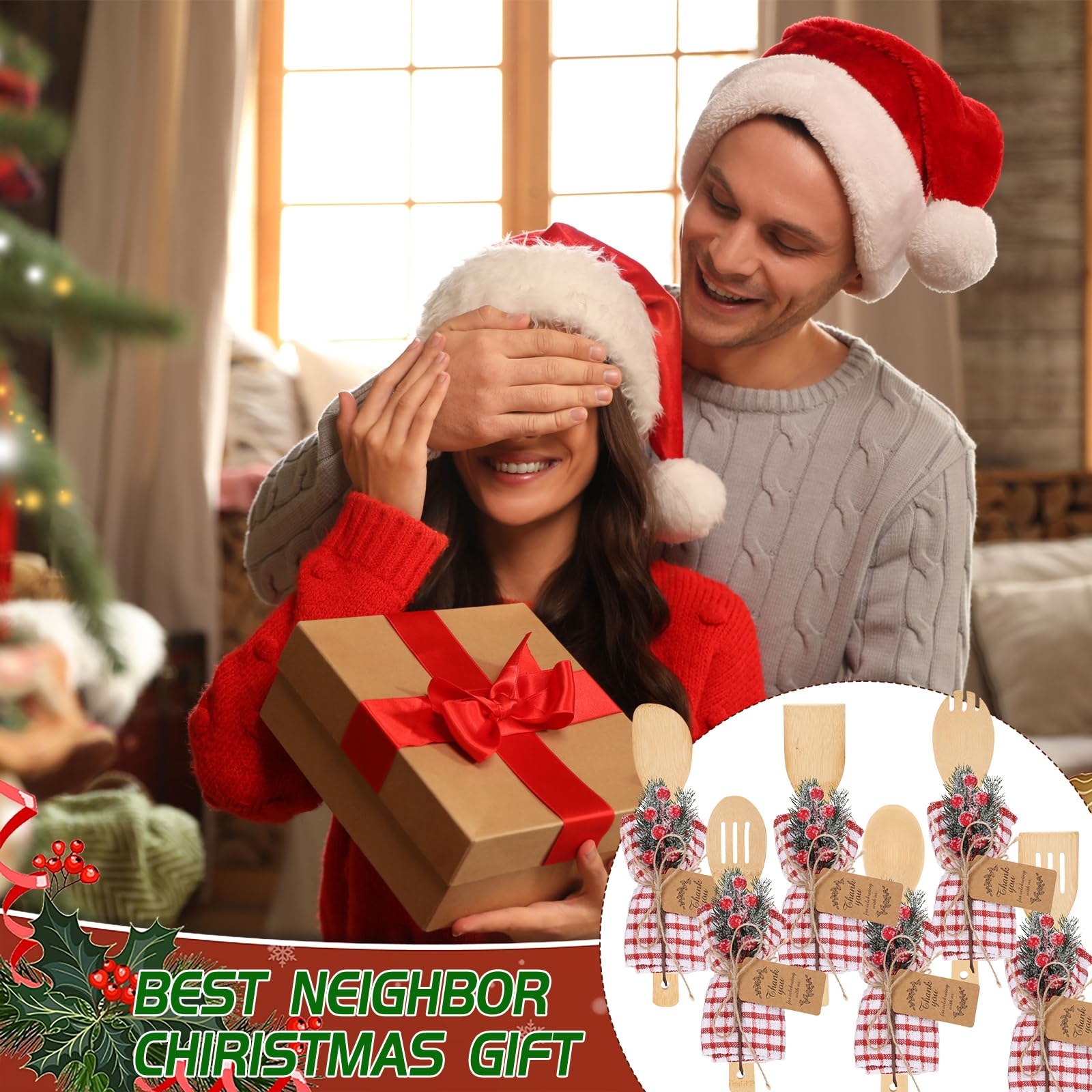 CIEOVO Christmas kitchen decor set creates a warm holiday atmosphere.