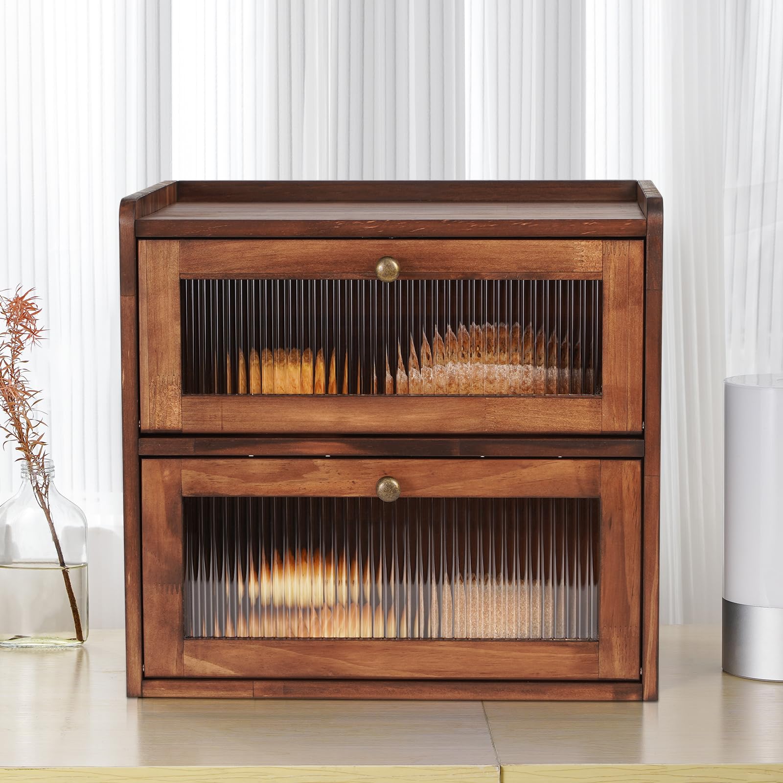Ciilee Baby large capacity double-decker bread box stores multiple loaves.