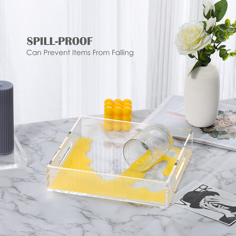 Cilinta bathroom vanity tray keeps cosmetics organized with a decorative touch