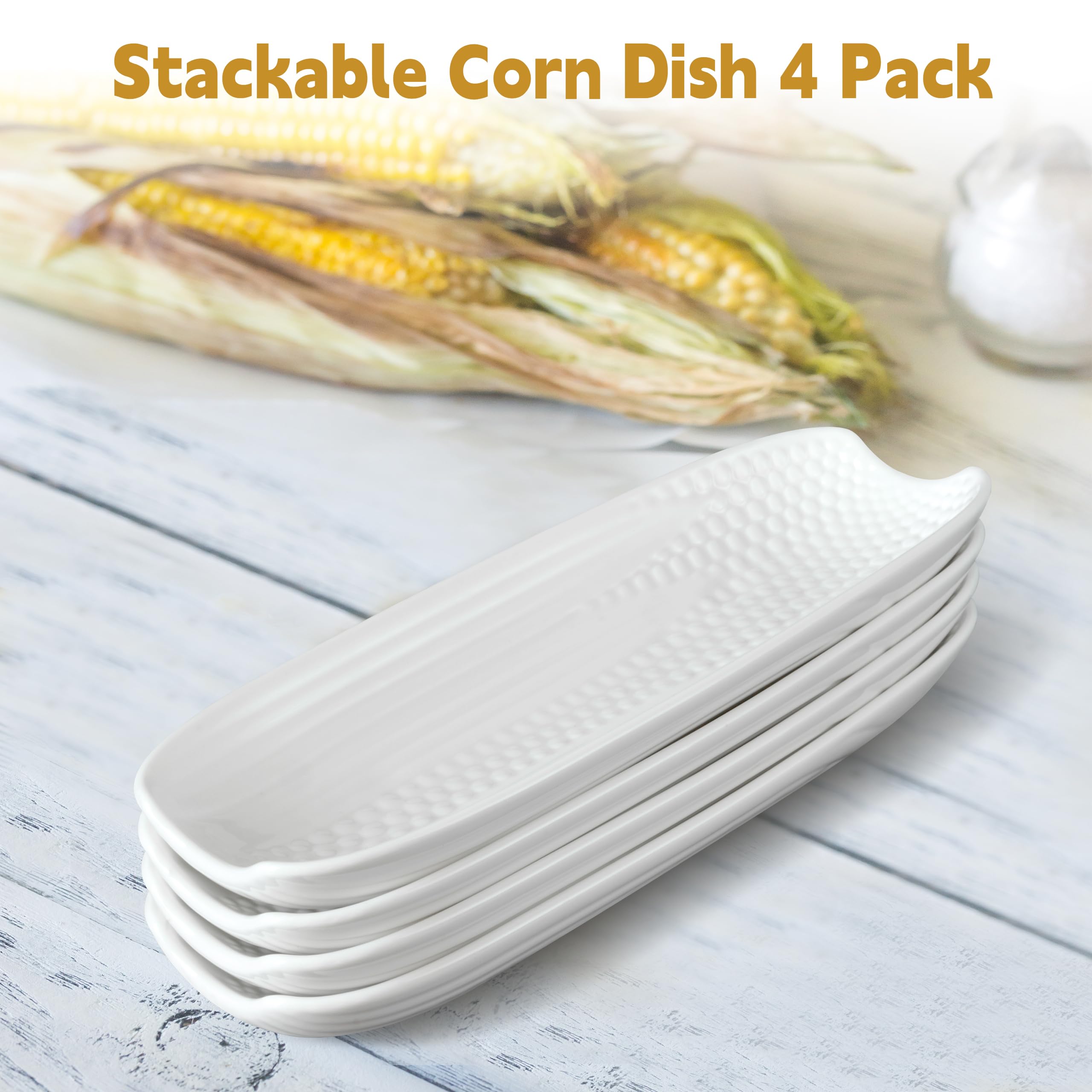 Cinf embossed kernel pattern inside corn cob holder enhances grip.