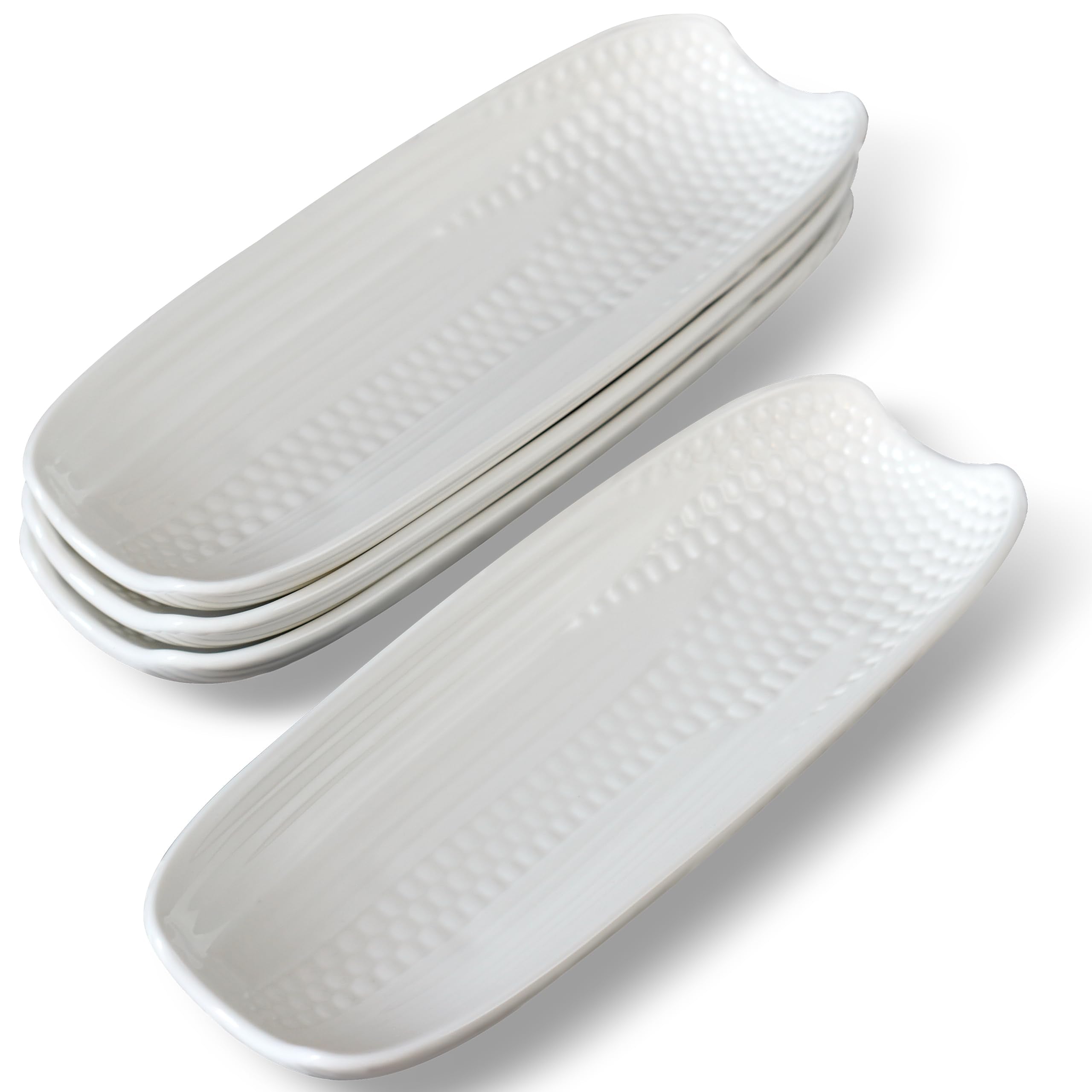 Cinf white corn dish doubles as a small serving tray at gatherings.