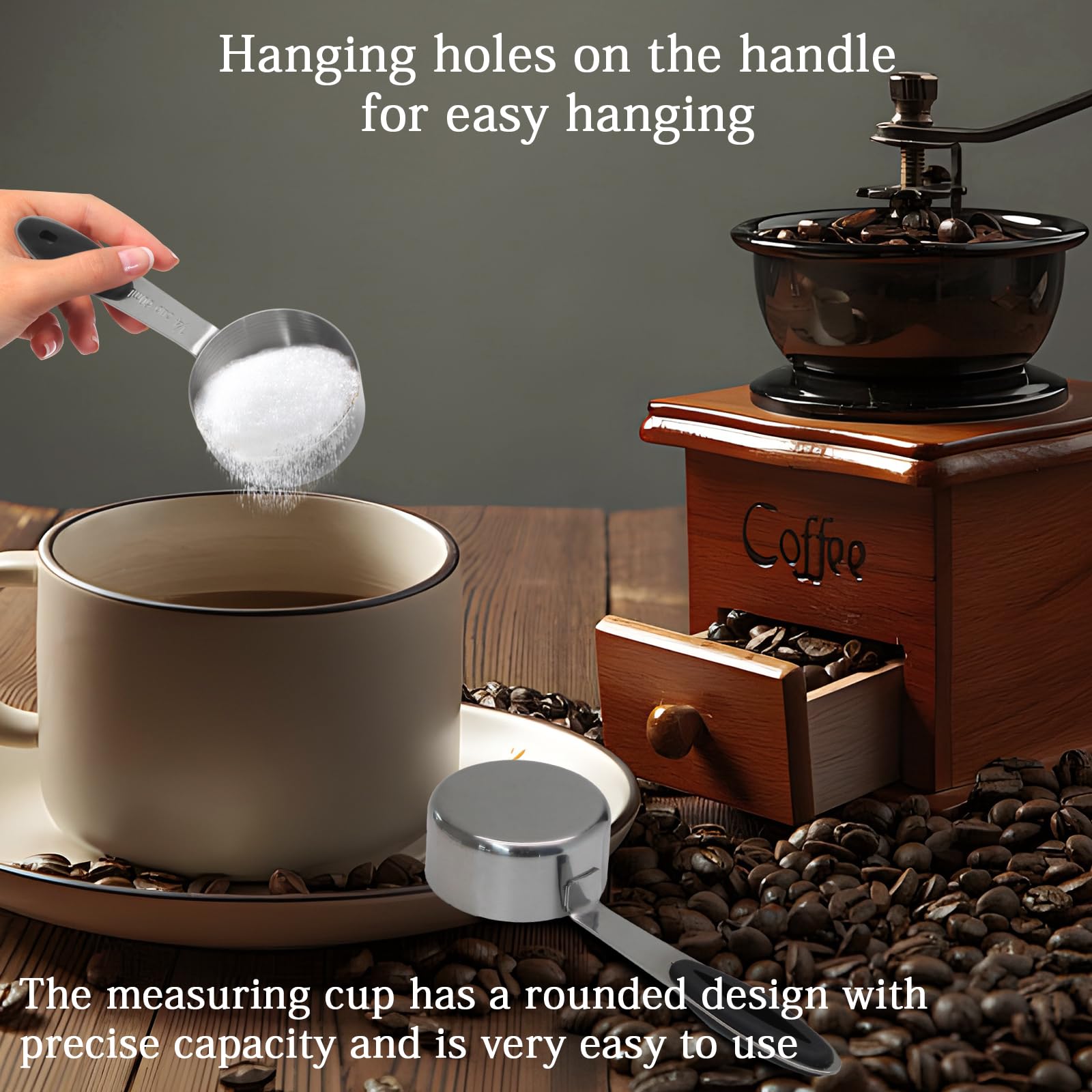Cionyce design includes a hanging hole for easy kitchen storage.