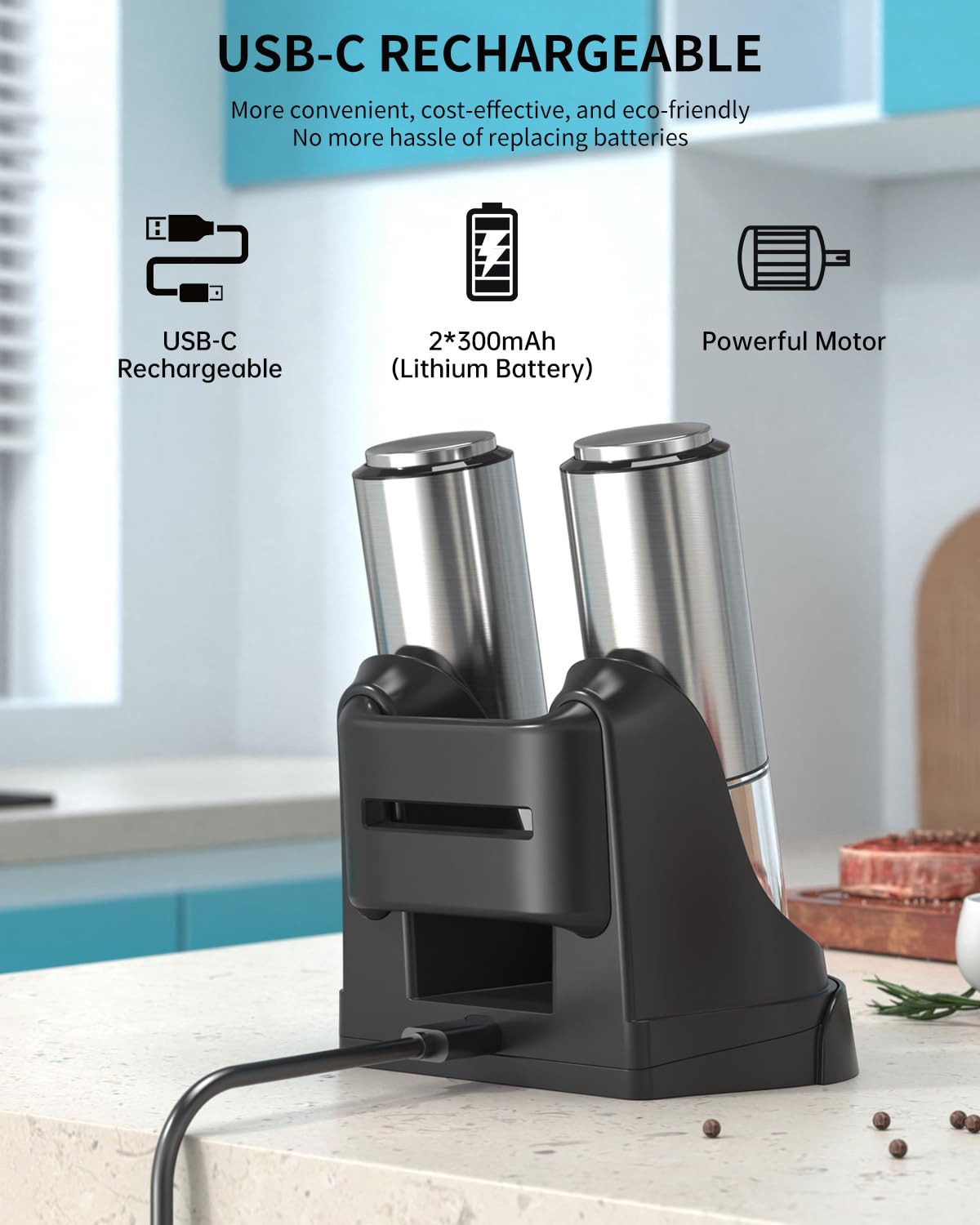 CIRCLE JOY LED light on top illuminates seasoning for precise results