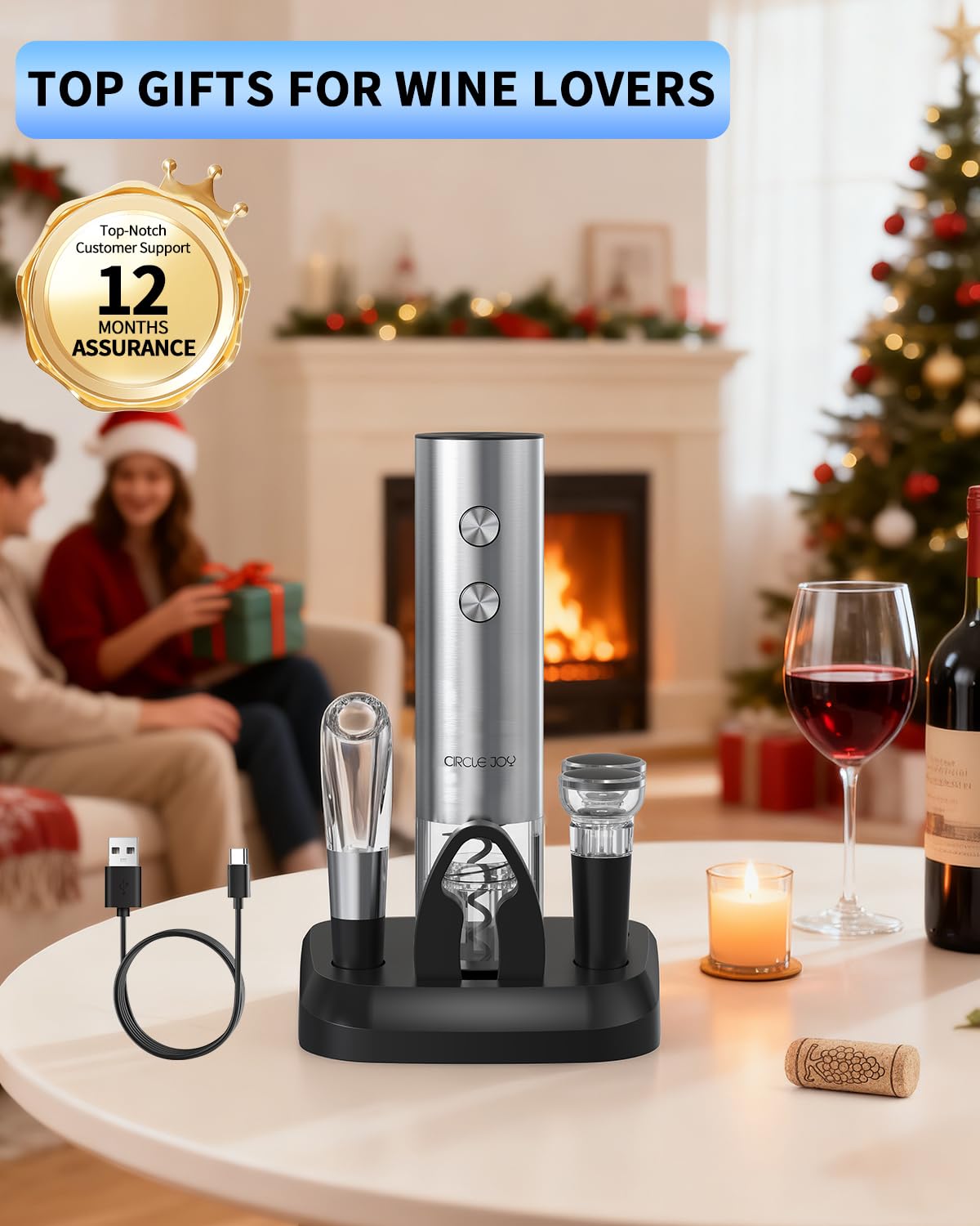 Circle Joy USB-C cable for fast recharging of the opener