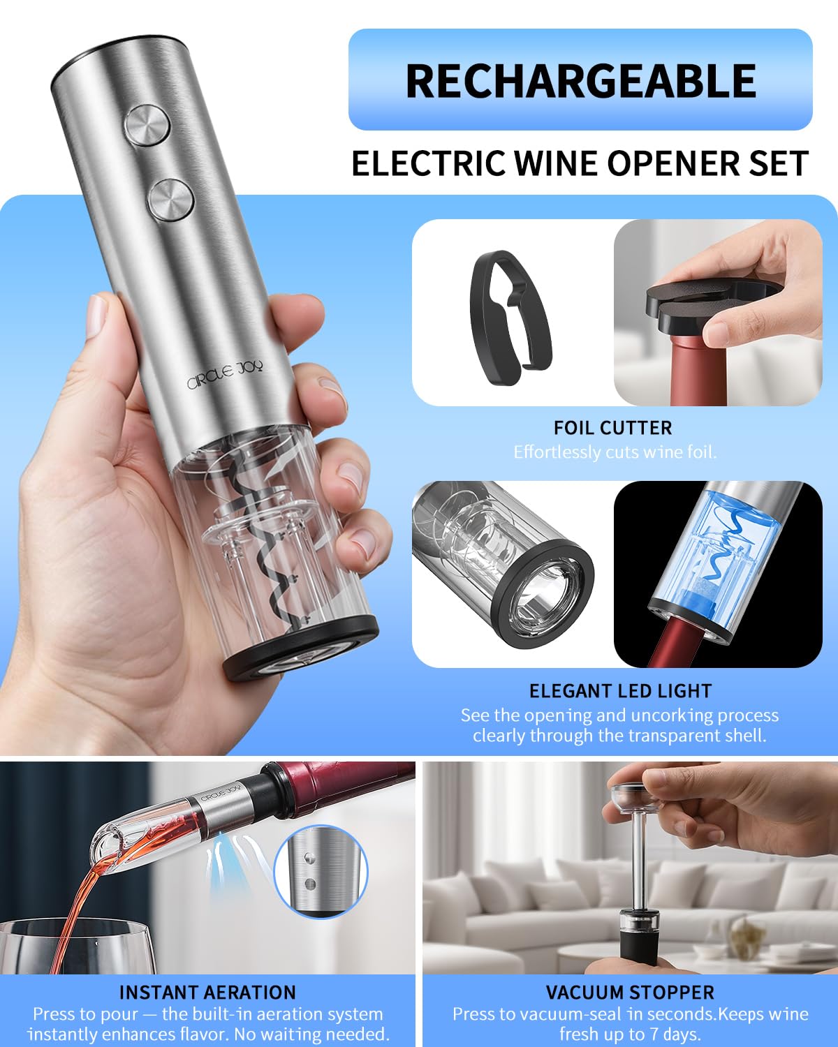 Circle Joy vacuum pump preserving wine after opening