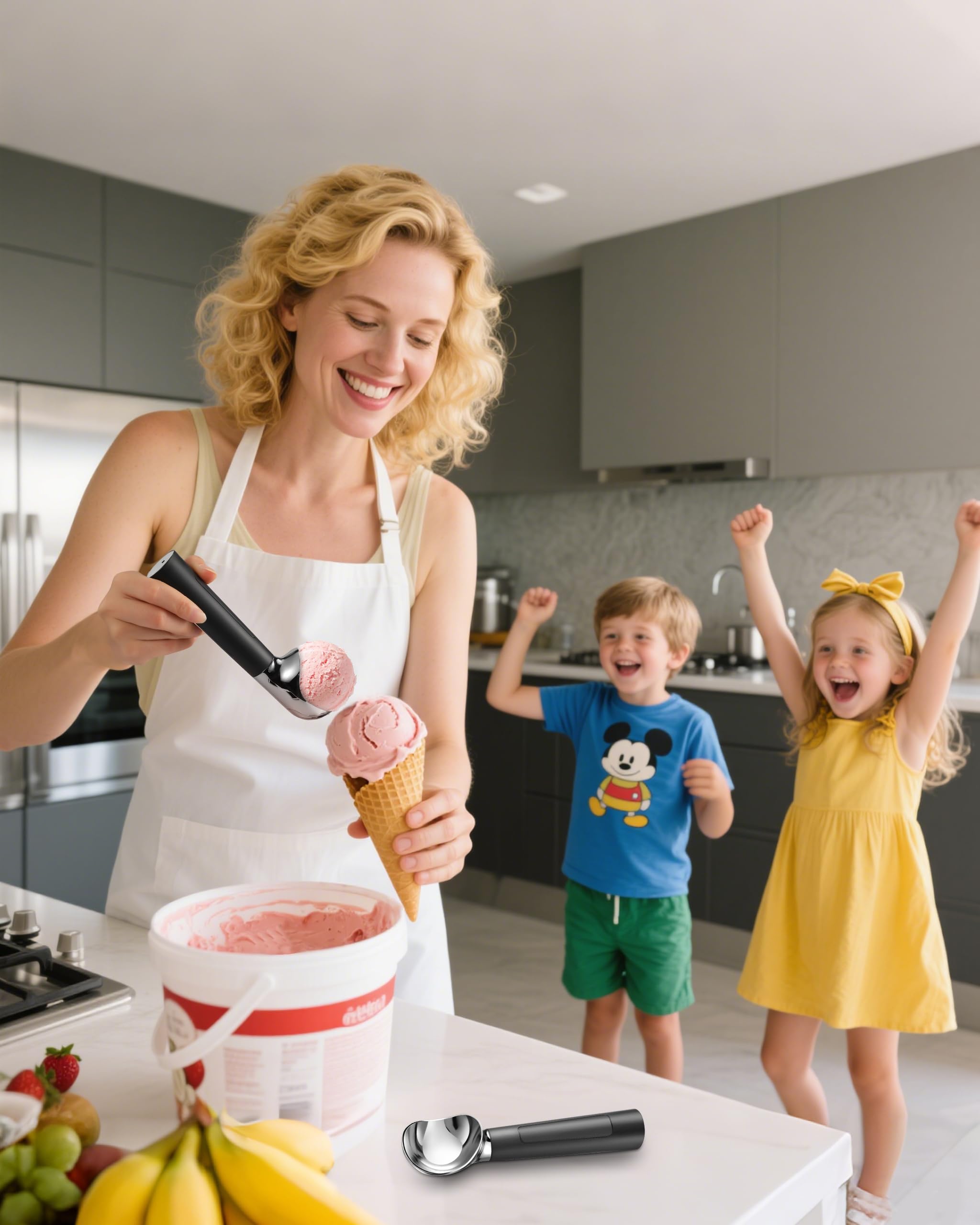 Circuiliving black sleek ice cream scoop for daily use.