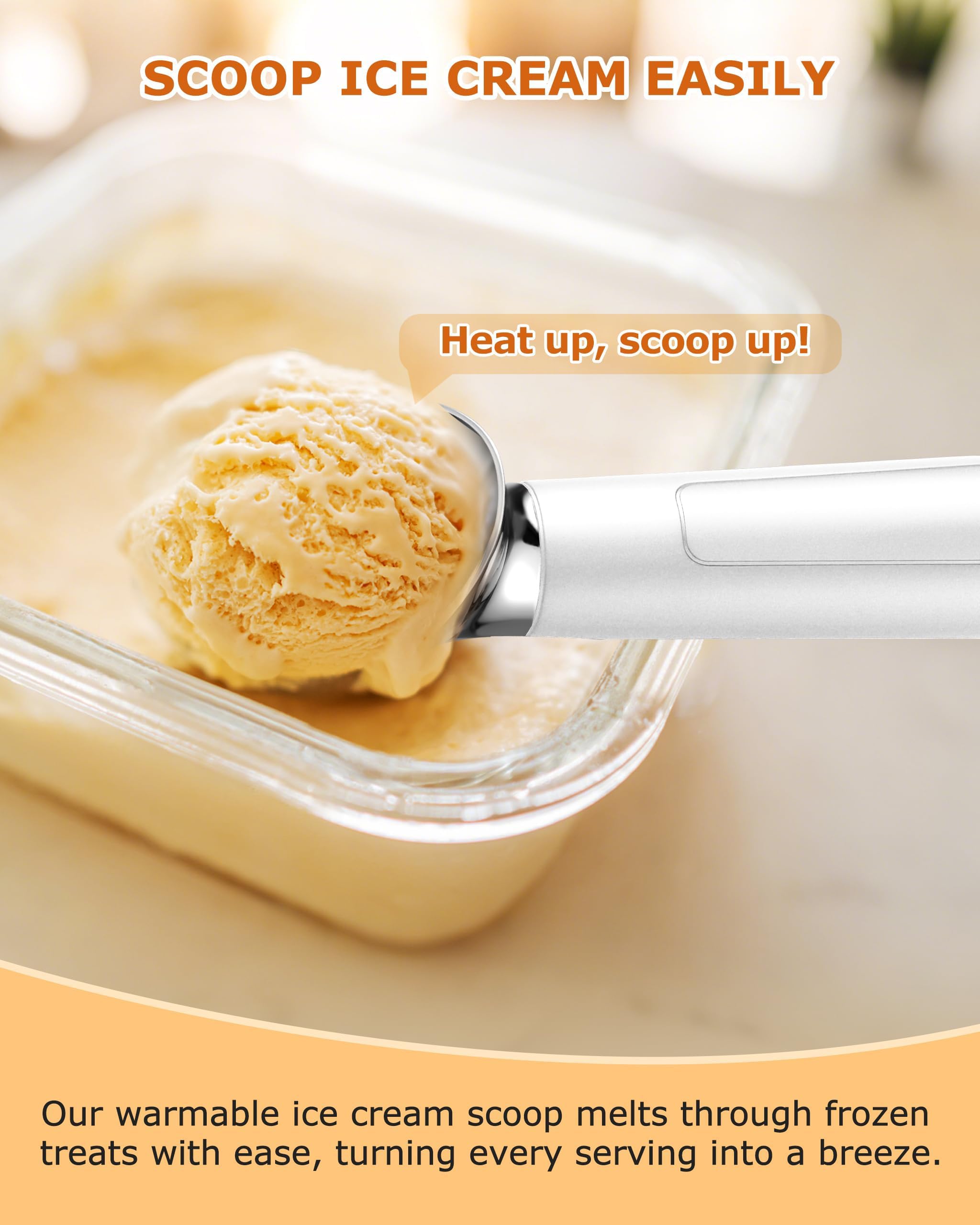 Circuiliving ice cream scoop heats to 158°F for rock-hard desserts.