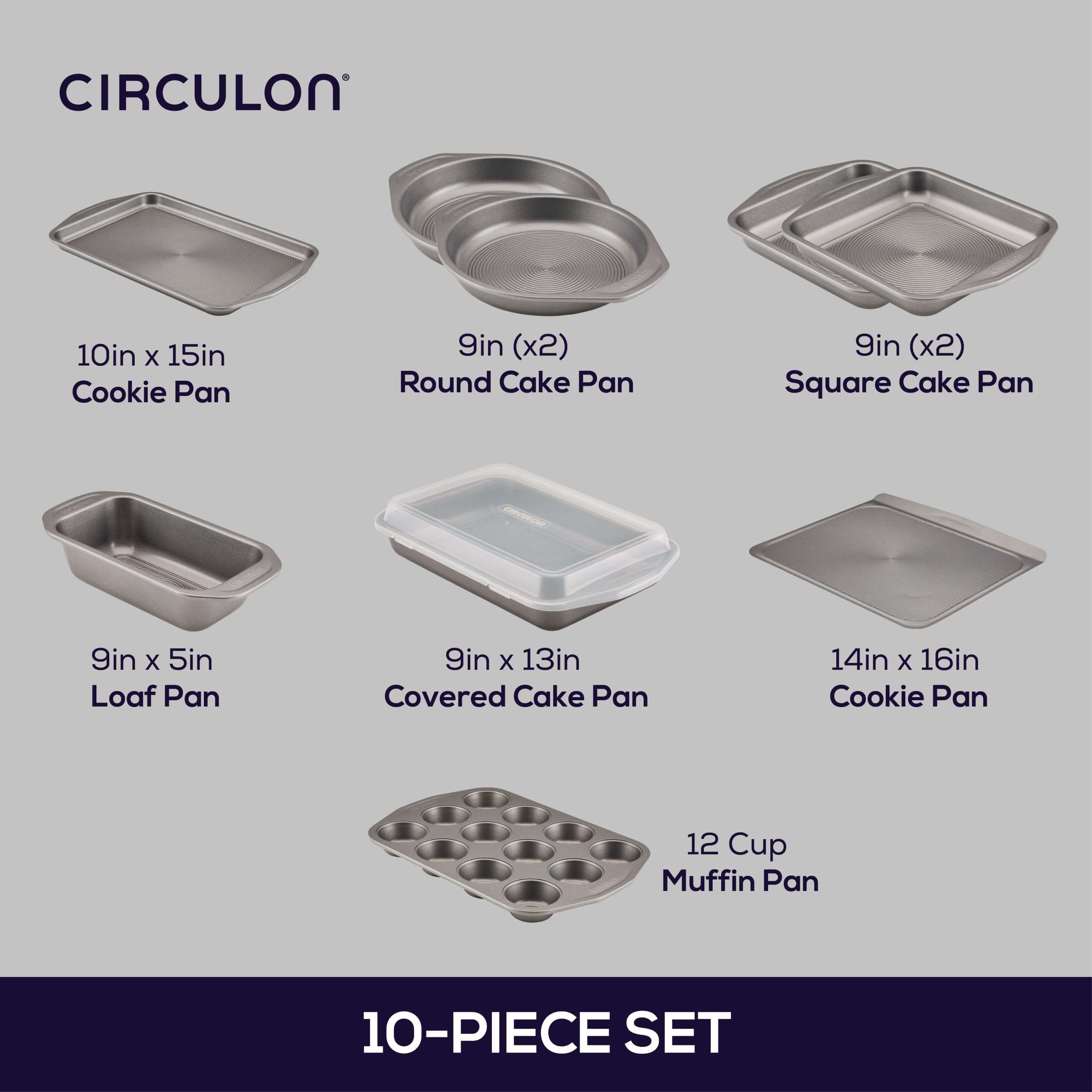 Circulon Total 9-inch square cake pans ideal for uniform browning and quick release.