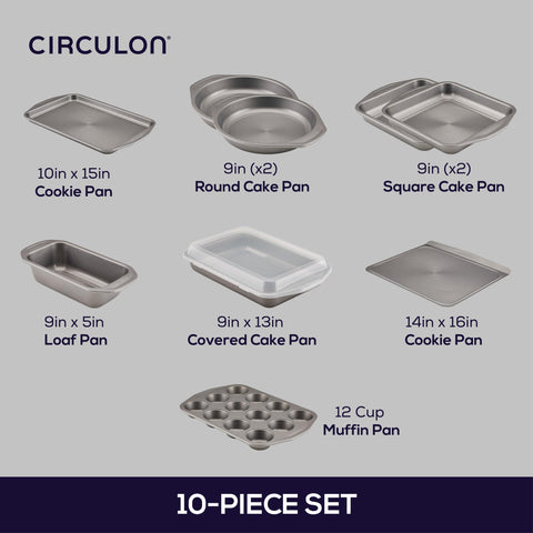 Circulon Total 9-inch square cake pans ideal for uniform browning and quick release.