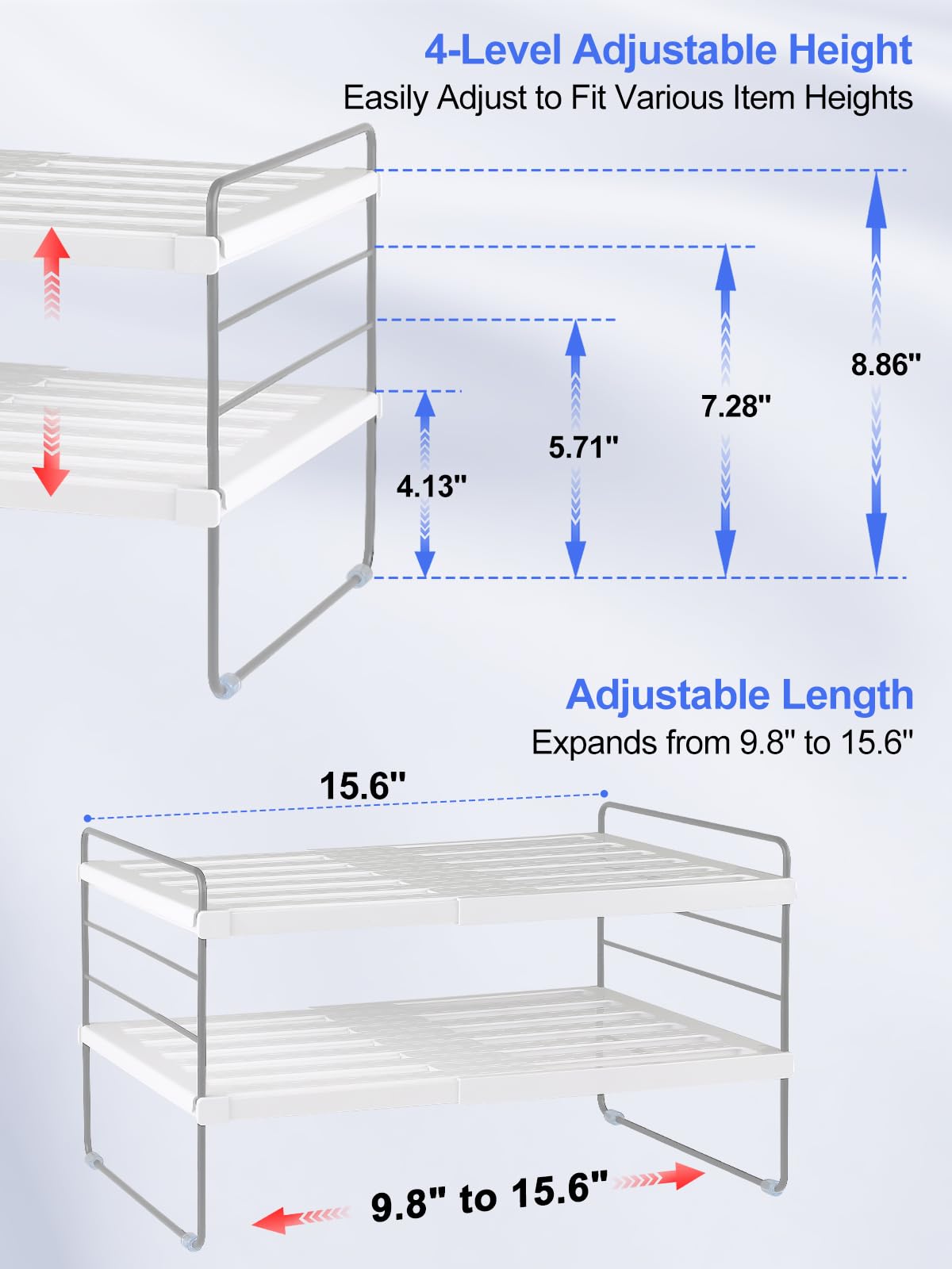 Cirhy 3-tier pantry organizer with adjustable height levels for compact storage.