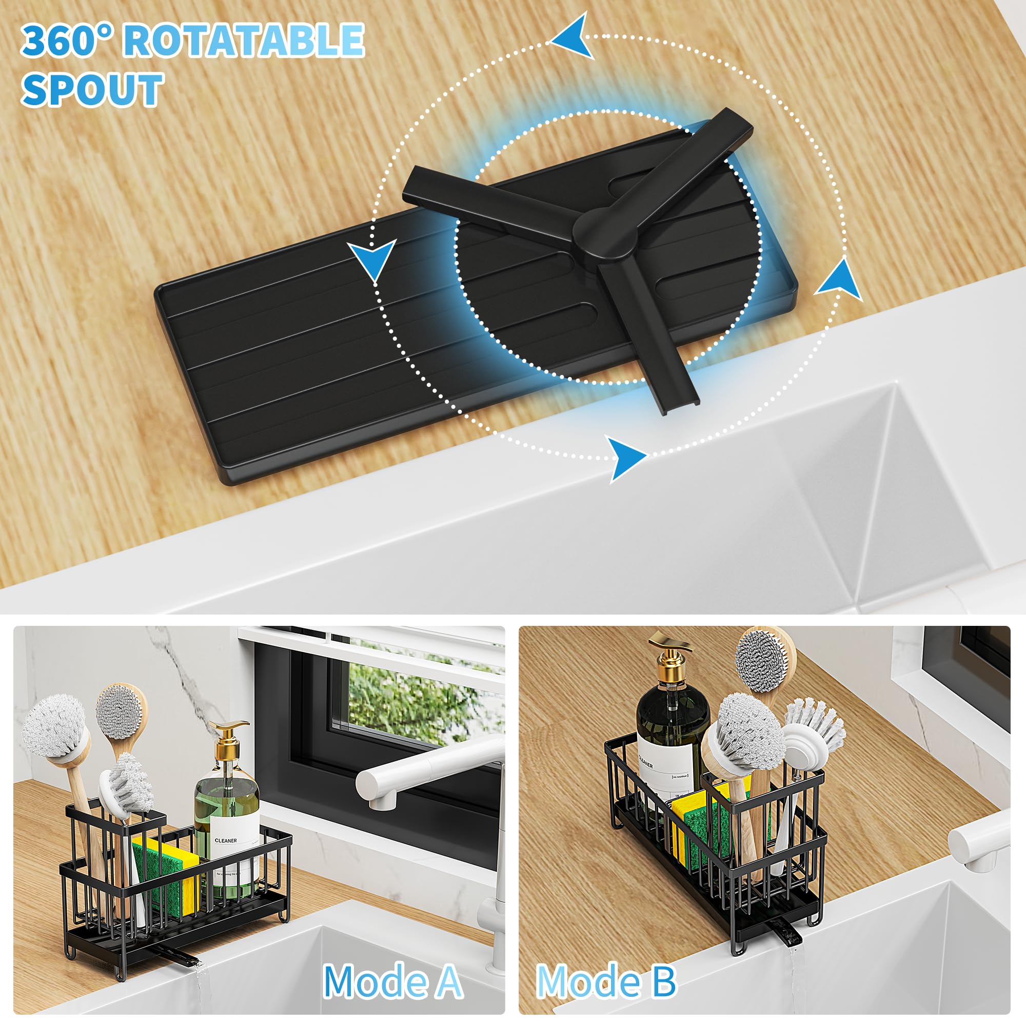 Cisily sink caddy designed for small spaces keeps detergent, sponge, and stopper organized
