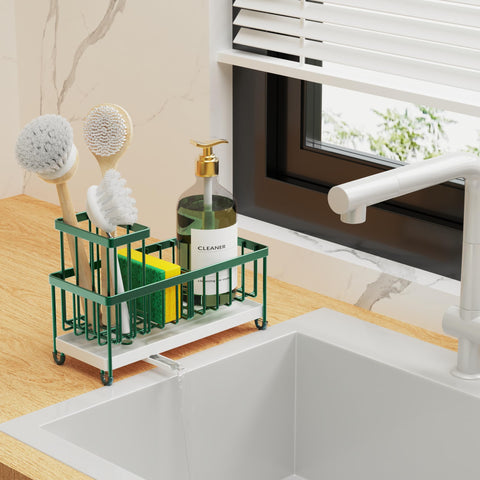 Cisily dark green kitchen decor adds style while boosting organization.