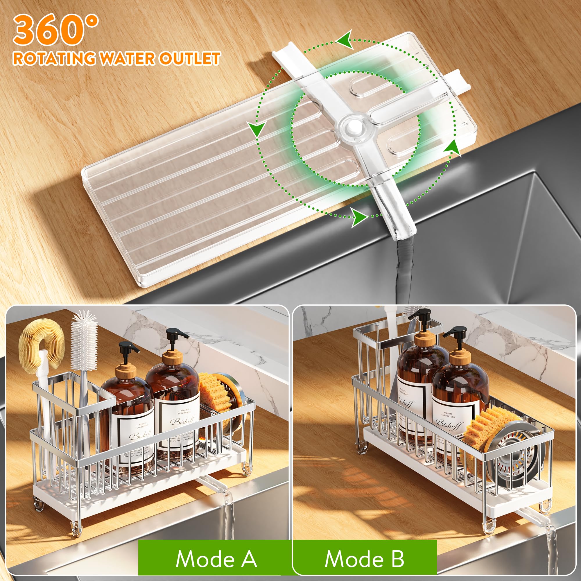 Cisily drain tray fixed to frame for reliable drainage and counter cleanliness