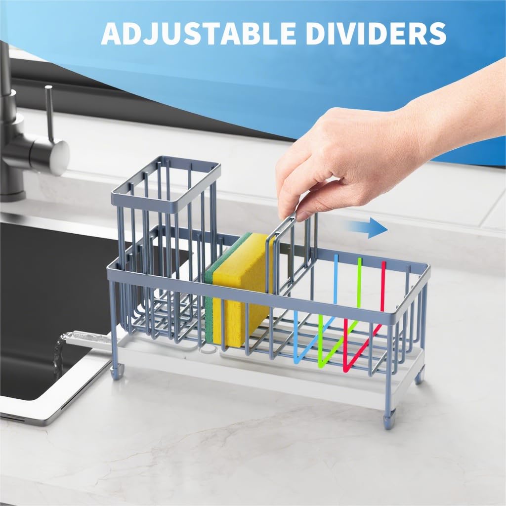 Cisily three-segment divider keeps sponge, bottle, and stopper neatly separated.