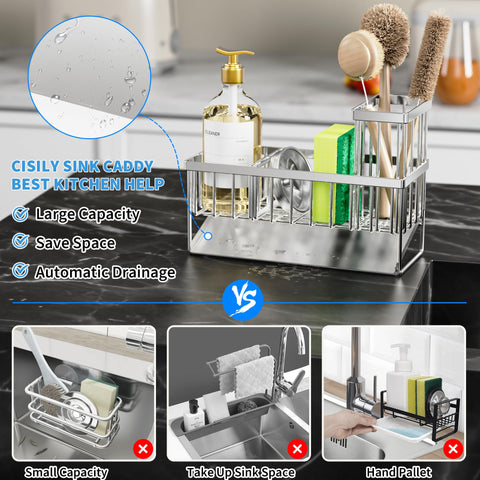 Cisily sink caddy small-volume design saves counter space in compact kitchens