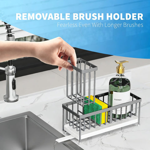 Cisily integrated soap dispenser for convenient handwashing while cleaning