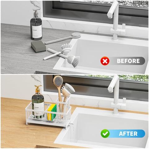 Cisily soap dispenser organizer helps keep liquids handy and surfaces tidy.