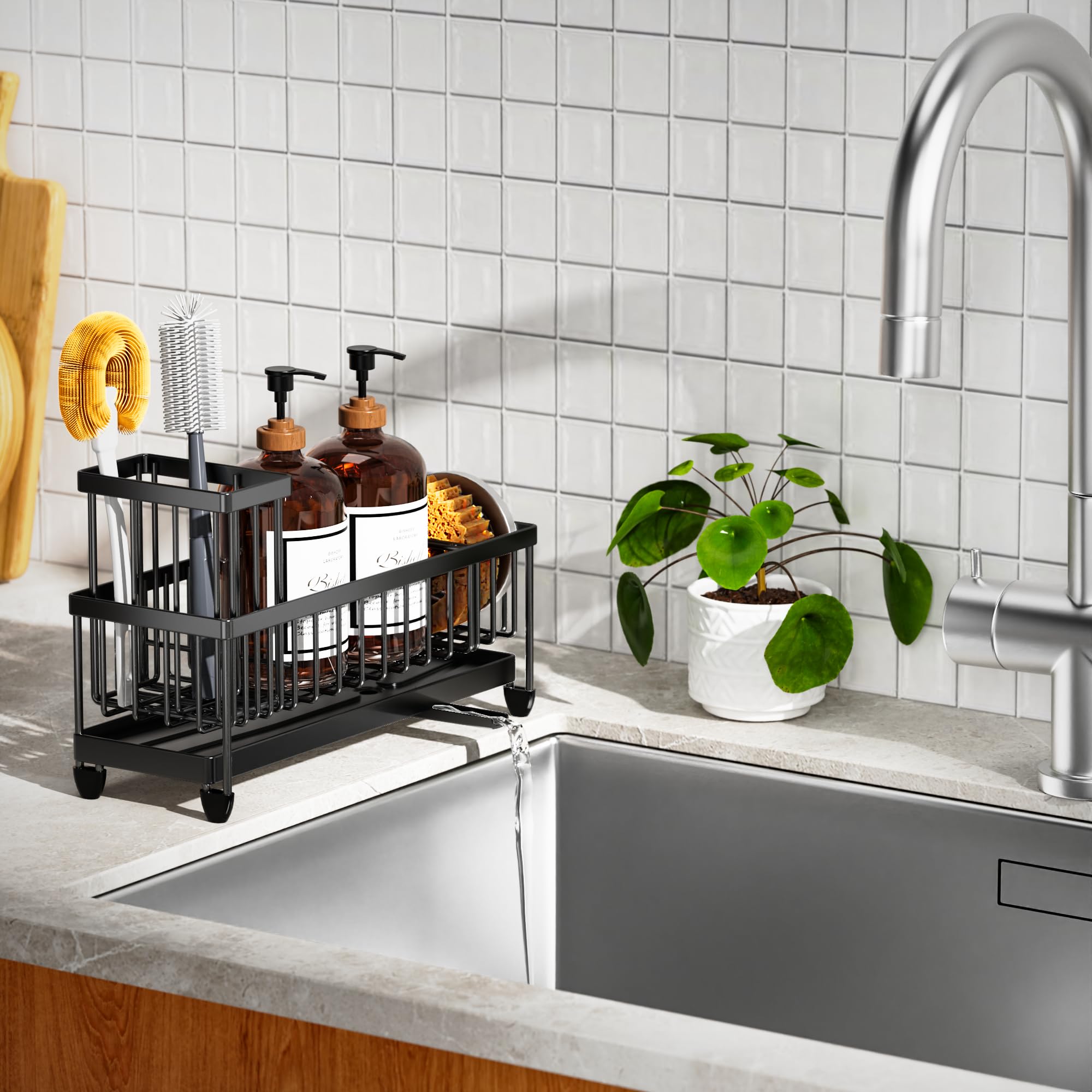Cisily space-saving countertop design keeps the vanity tidy and accessible.
