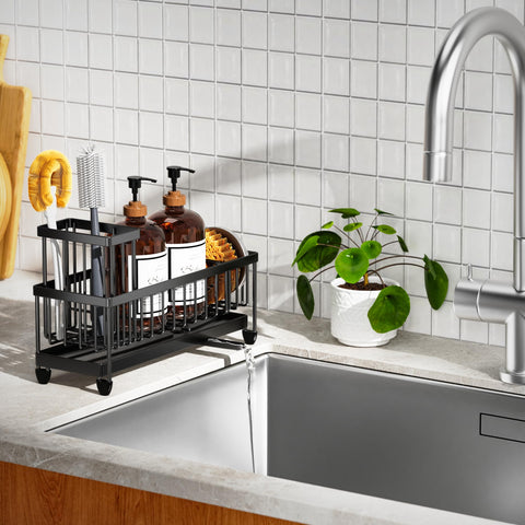 Cisily space-saving countertop design keeps the vanity tidy and accessible.