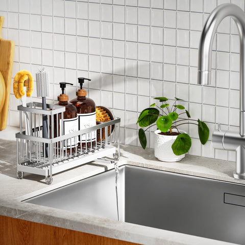 Cisily space-saving kitchen caddy fits near sink with easy setup