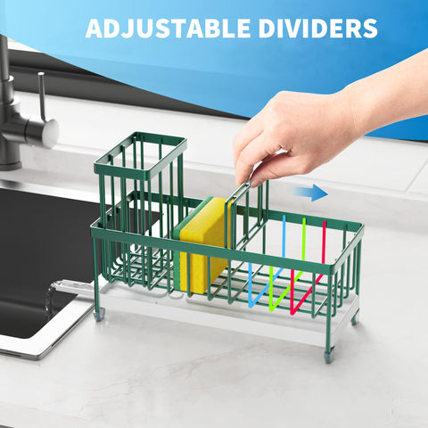 Cisily three-compartment divider keeps sponge, brushes, and bottle tidy.