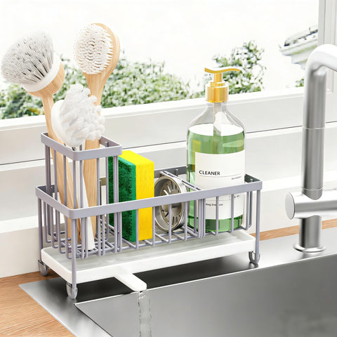 Cisily sponge holder for kitchen sink keeps sponges organized and drying neatly