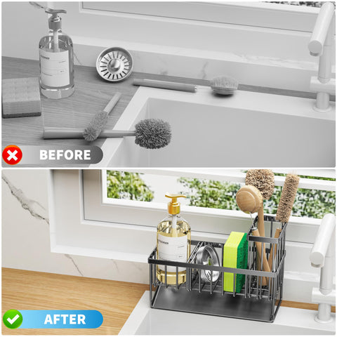 Cisily three-compartment divider separates items for cleaner counters.