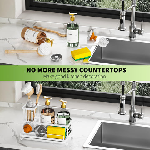 Cisily white kitchen accessory brightens space while preserving sponge and brush care.