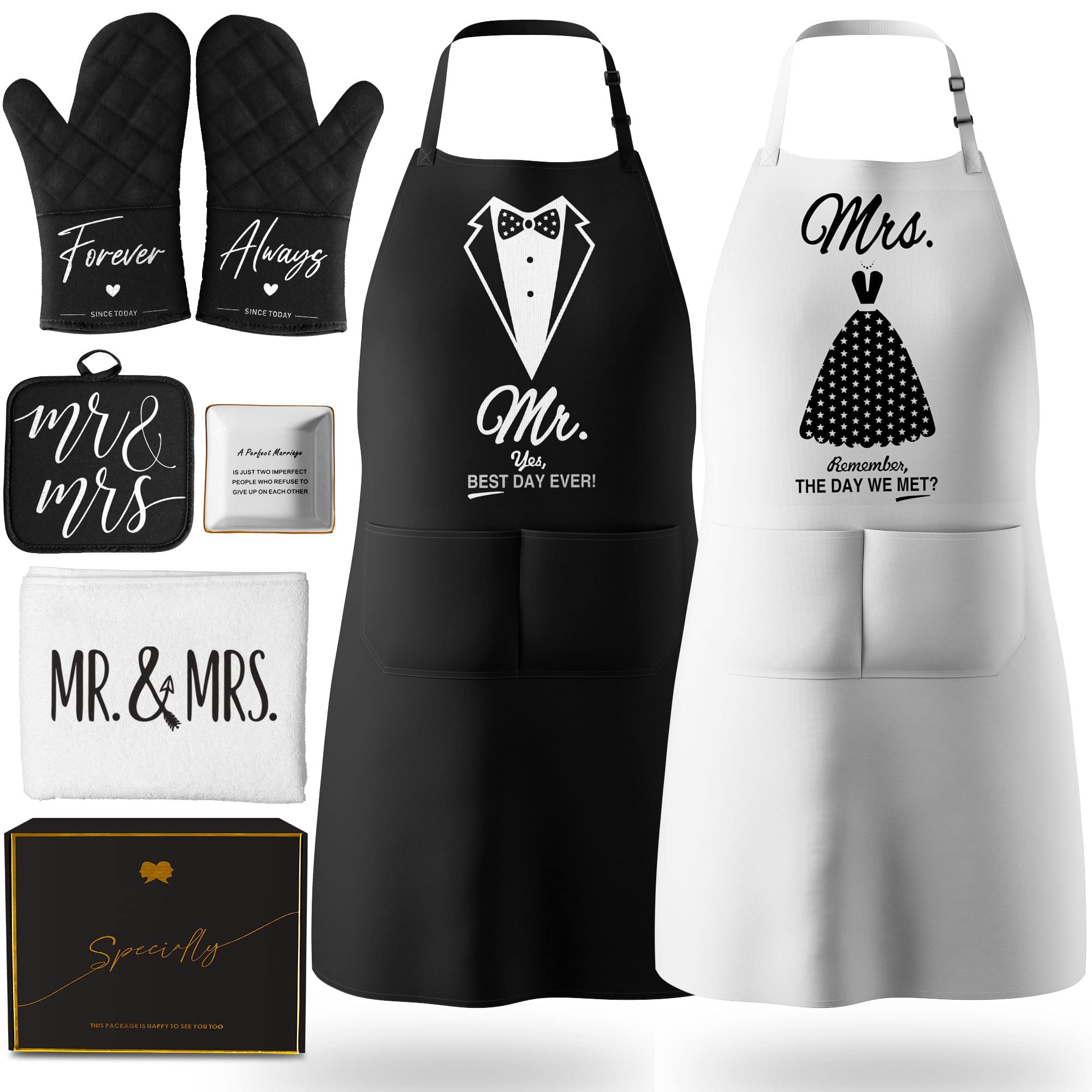CITTA Mr and Mrs aprons set ideal for coordinating kitchen styling while cooking together
