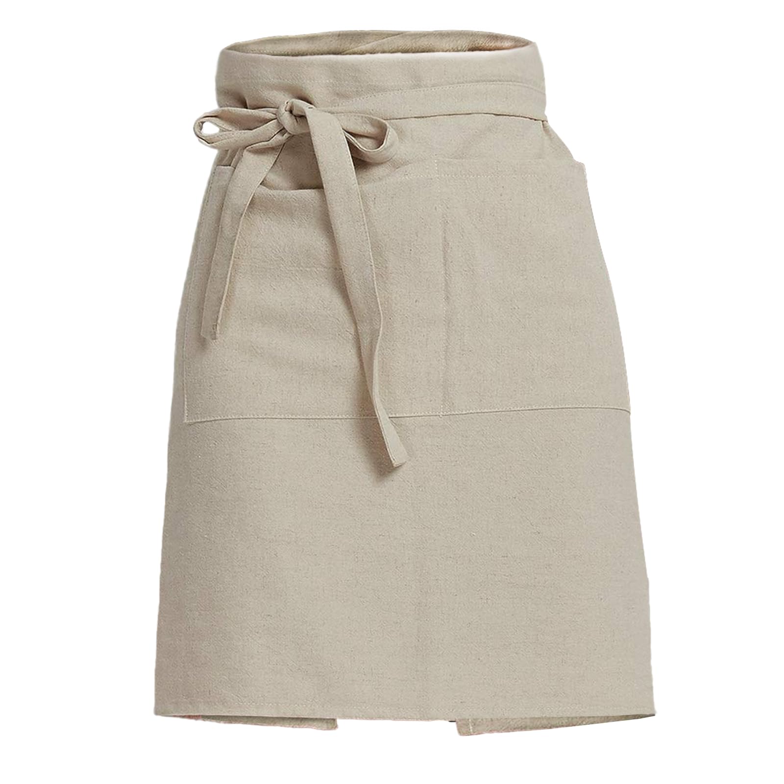 Cityelf Linen Server Apron front view shows breathable cotton-linen fabric.