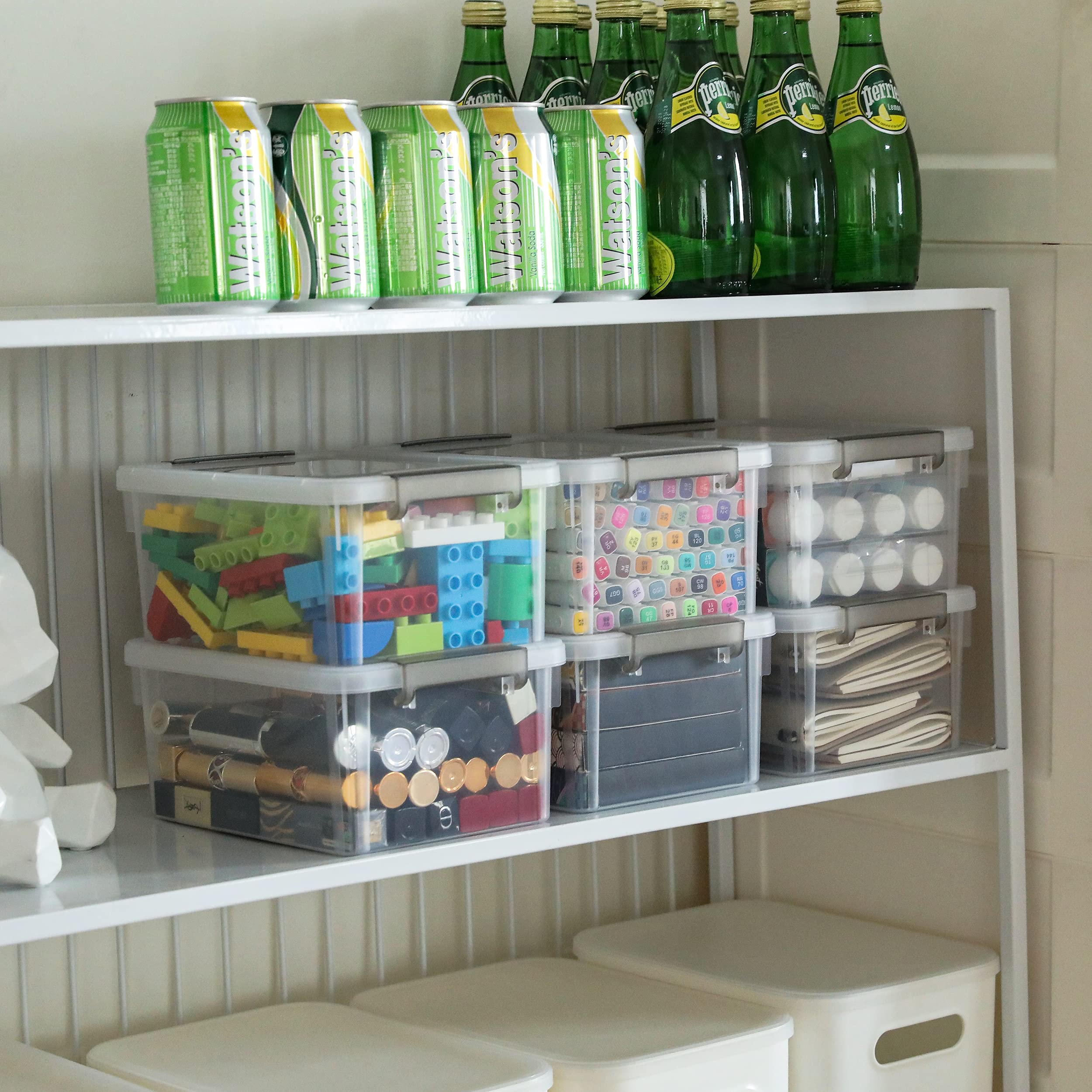 Citylife stackable clear storage bin showing space-saving design