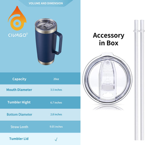 CIVAGO double-wall vacuum keeps hot or cold drinks refreshingly longer.