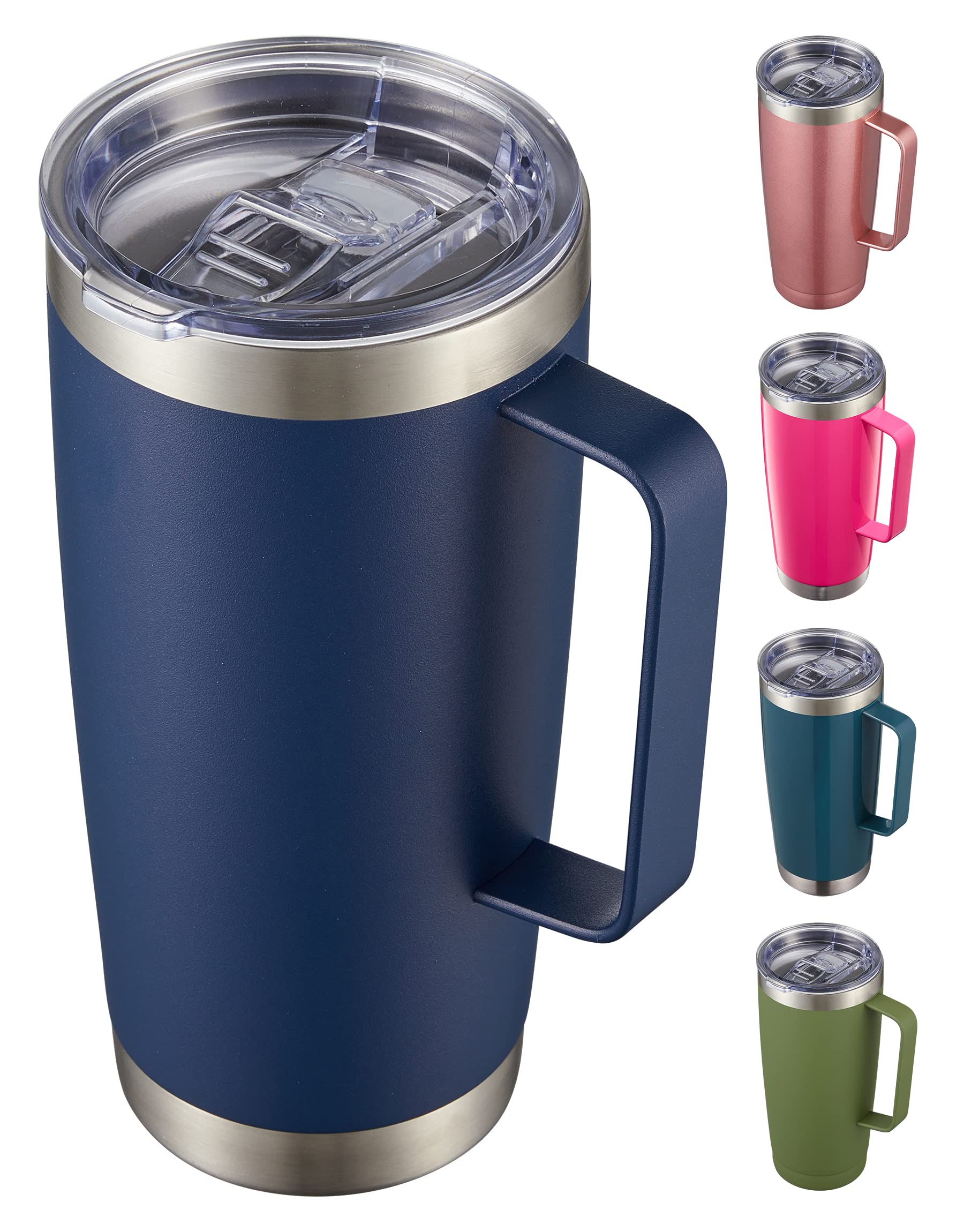 CIVAGO 20 oz tumbler in navy blue exterior keeps beverages fresh on the go.