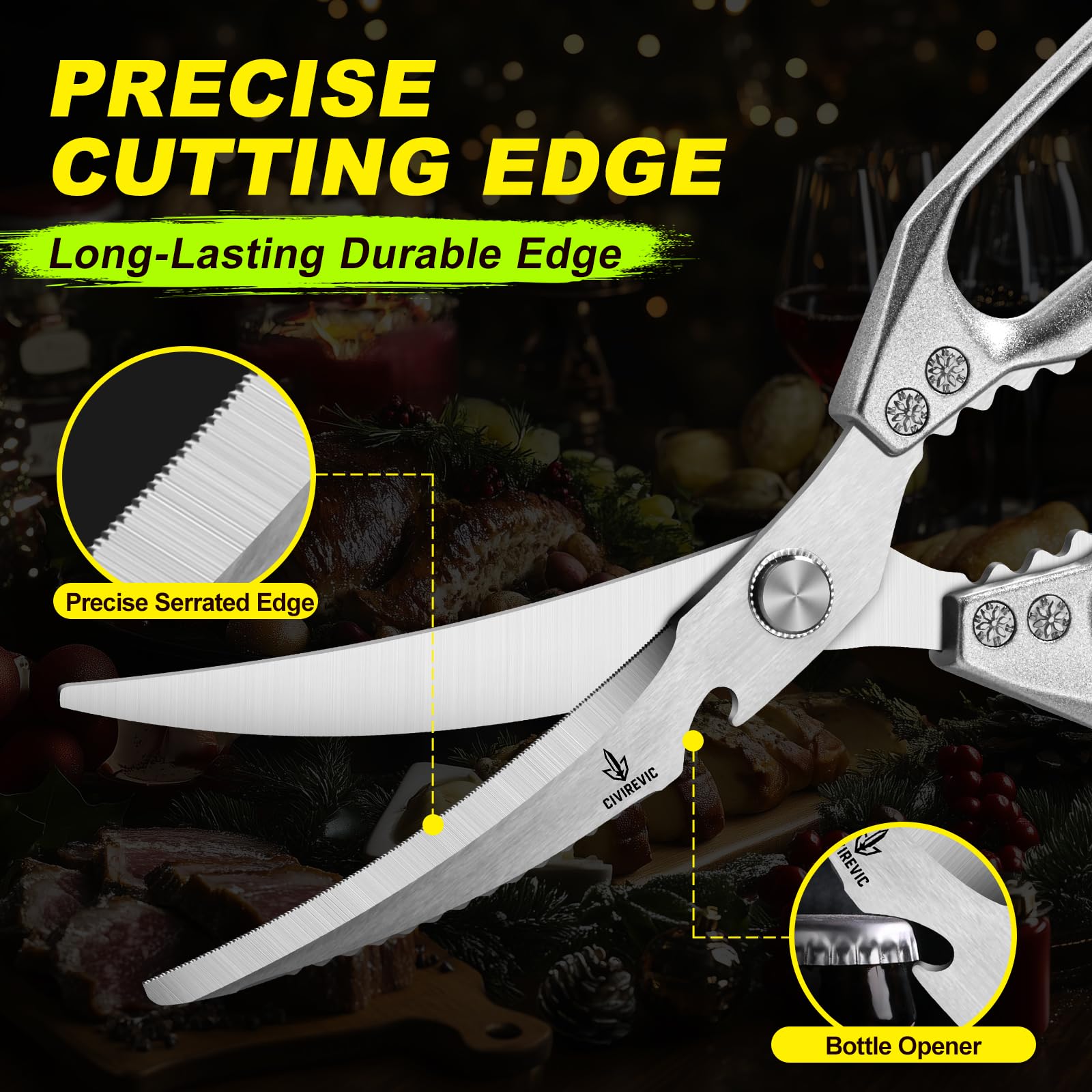 CIVIREVIC ergonomic non-slip handles provide comfortable, stable grip during long prep