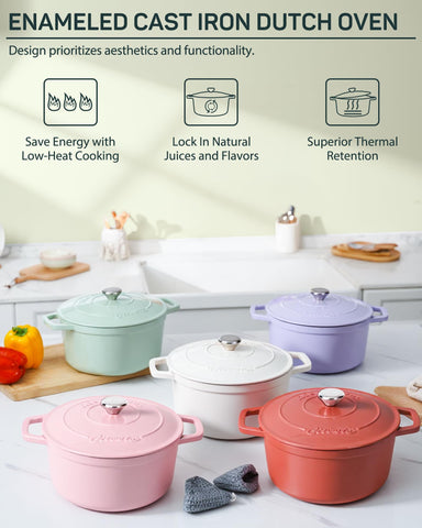 Ciwete mint green Dutch Oven in oven environment
