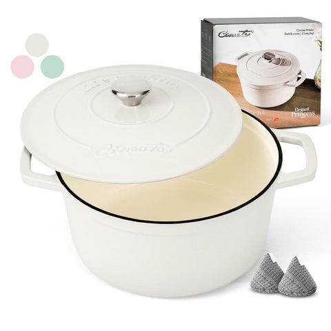 Ciwete 6 Qt Dutch Oven lid showcases durable enamel for even heat distribution.