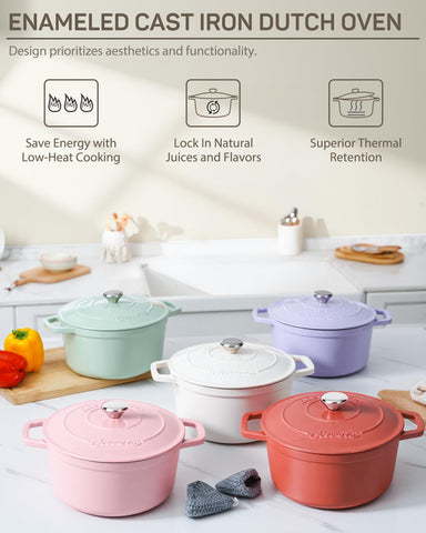 Ciwete 6 Qt Dutch Oven is oven safe up to 500°F for versatile cooking.