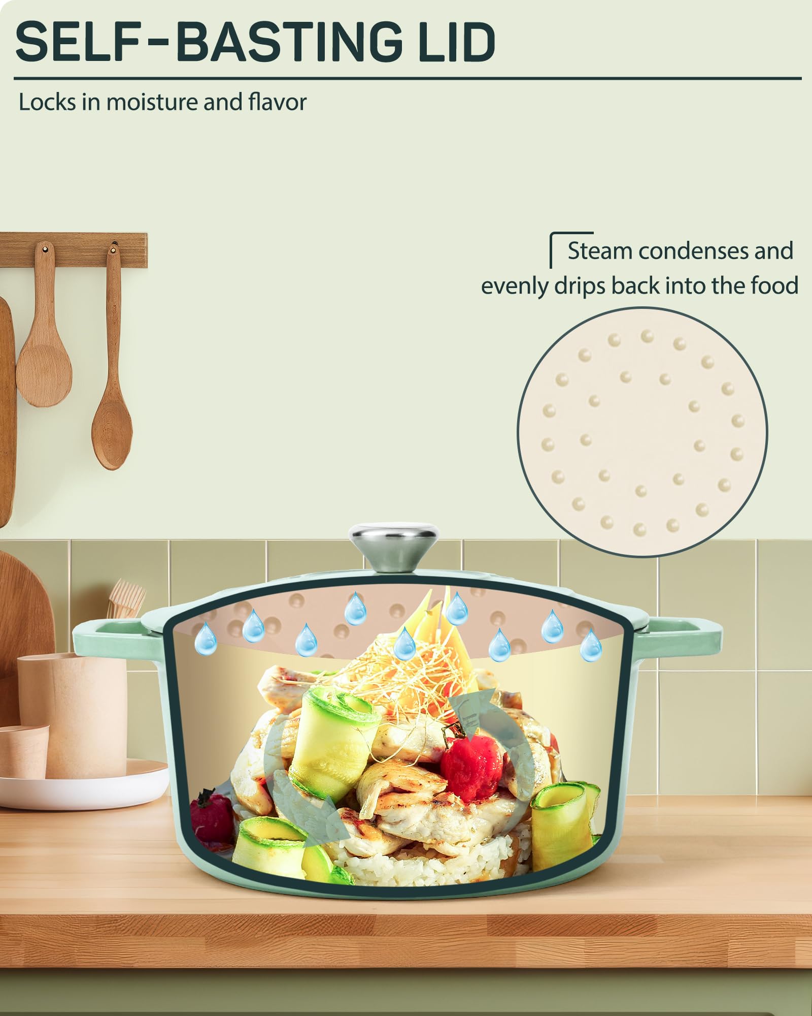Ciwete Dutch Oven braising meat with enamel finish
