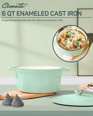 Ciwete 7-layer enamel interior in mint green for easy release