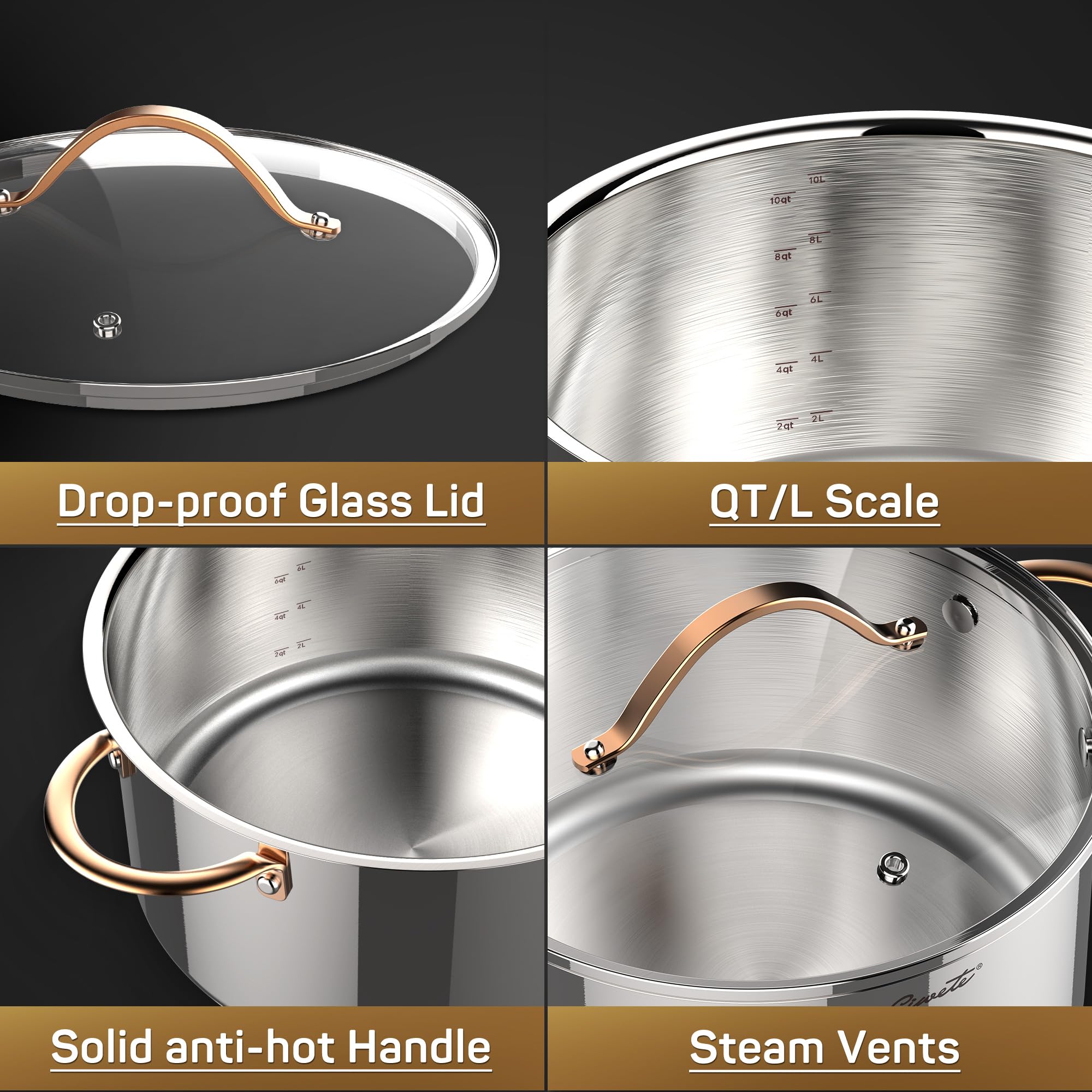 Ciwete shatterproof glass lid close-up for easy monitoring