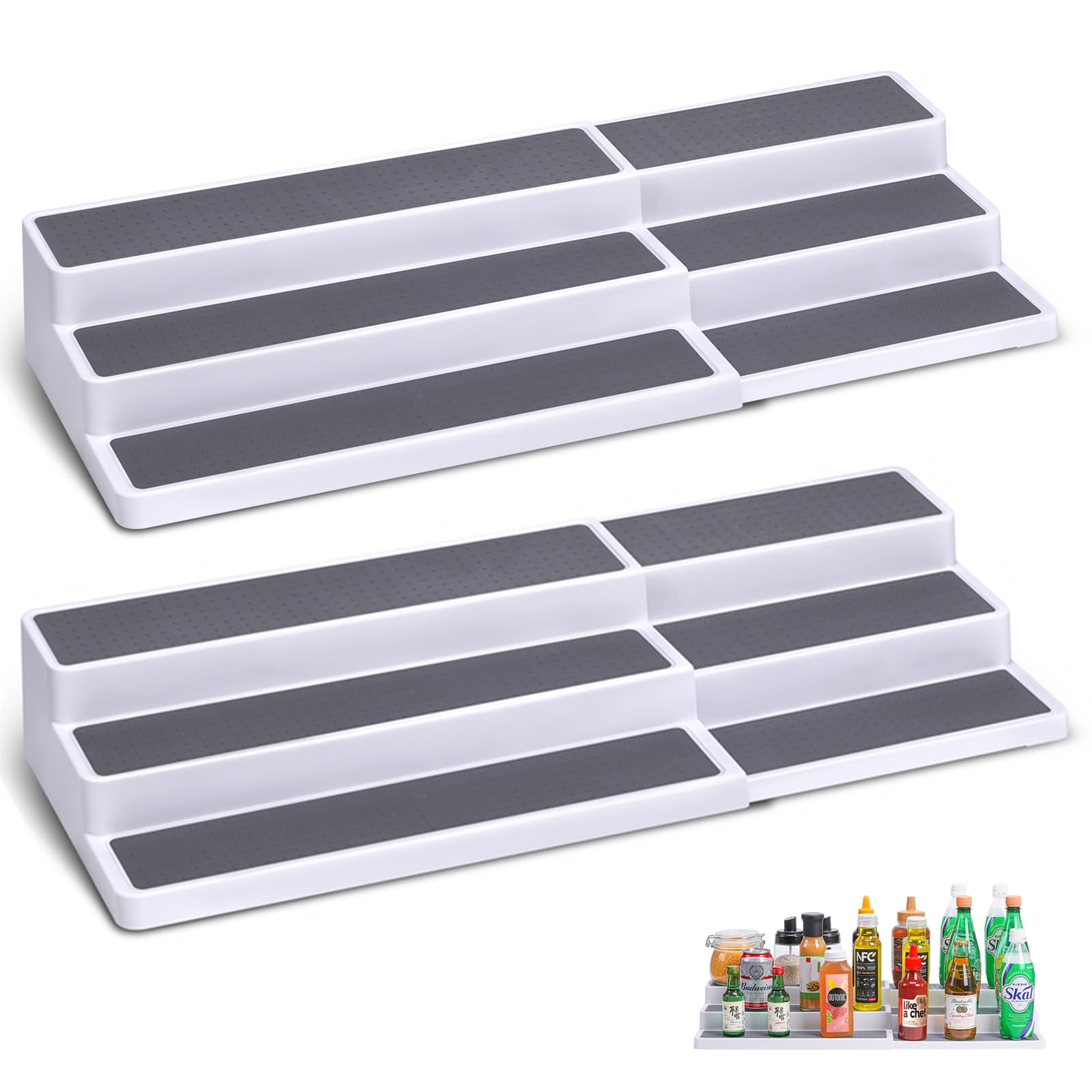 CiWiVOKi 3-tier spice rack assembled, space-saving for cabinet organization.