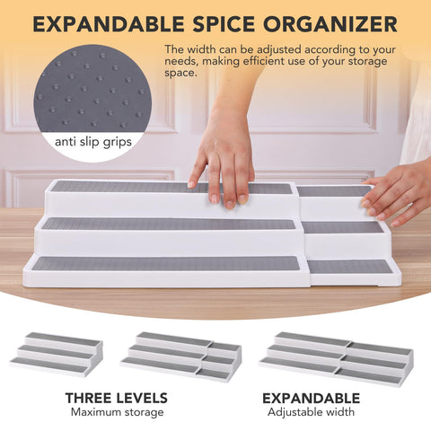 CiWiVOKi extendable rack width adjustment from 14.56" to 25.79" in a kitchen