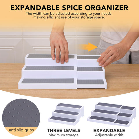 CiWiVOKi extendable width adjusts to cabinet or pantry spaces