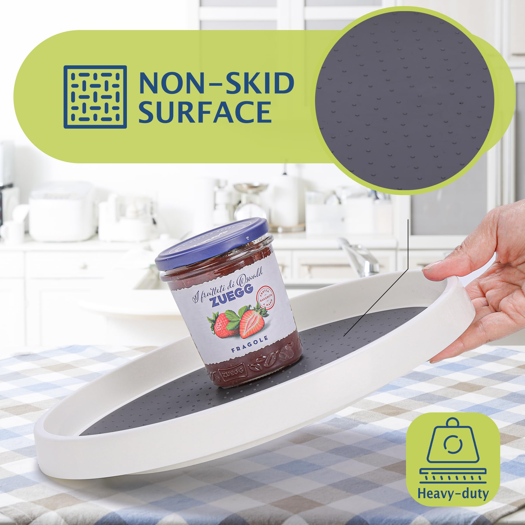 CiWiVOKi four silicone base feet prevent slipping on shelves.