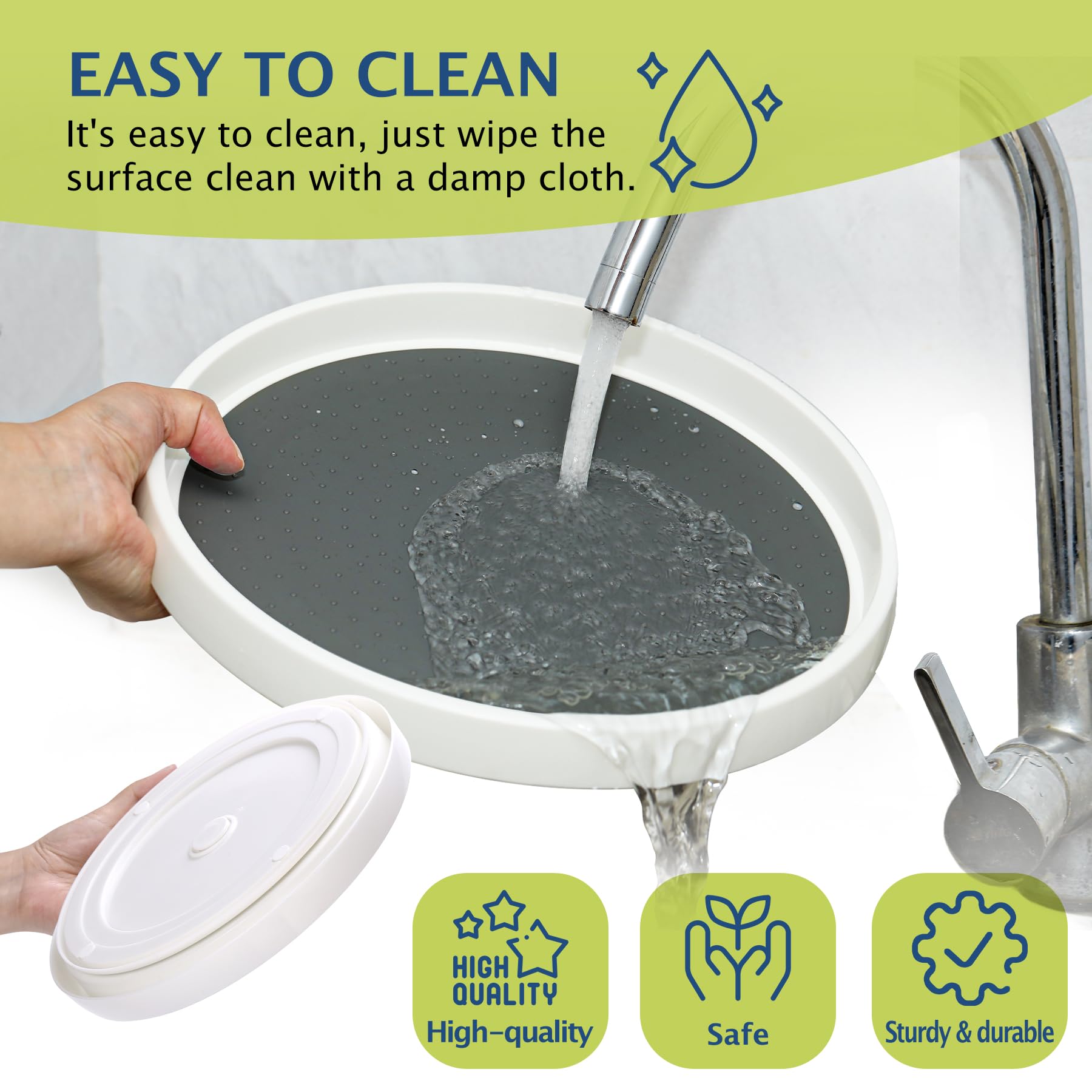 CiWiVOKi 10-inch Lazy Susan 360° rotation in action with items arranged for reach.
