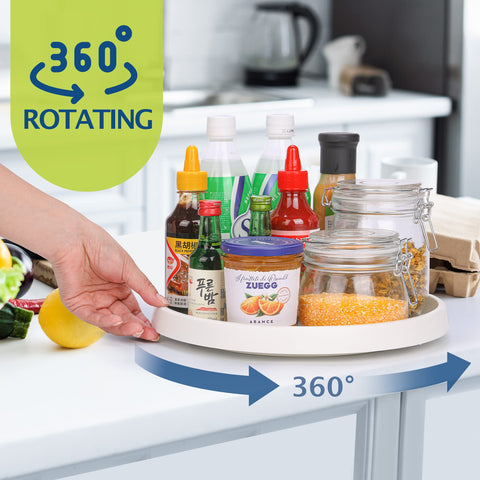 CiWiVOKi 10-inch Lazy Susan with spices organized neatly in a spice rack.