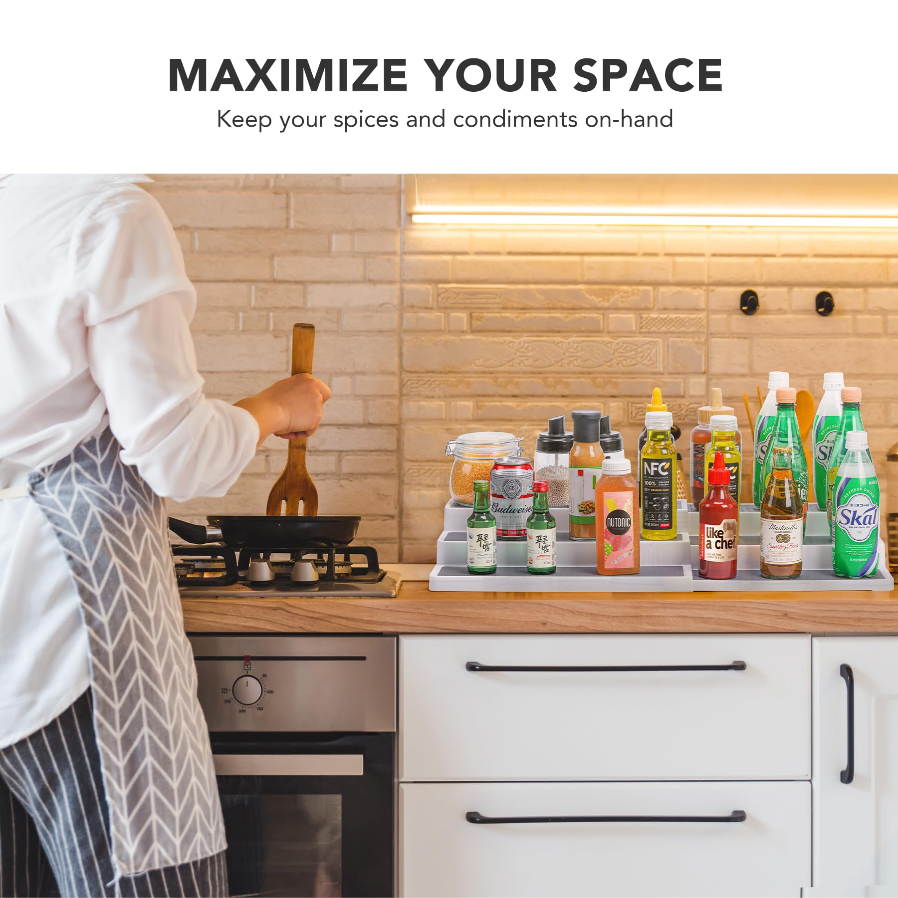 CiWiVOKi 3-tier organizer offering multipurpose storage for spices and cans