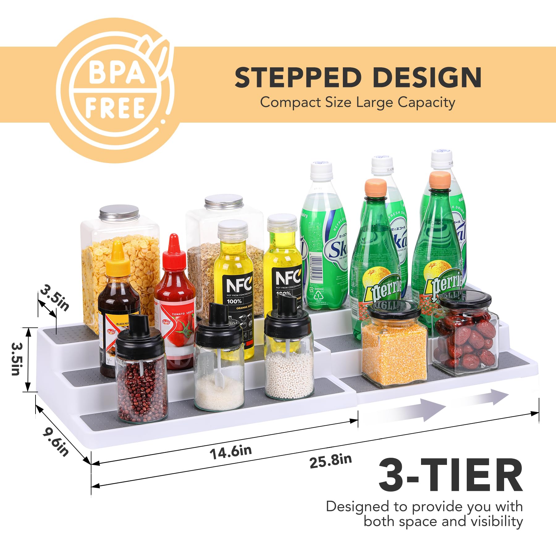 CiWiVOKi spice rack stepped design for quick access to herbs and spices