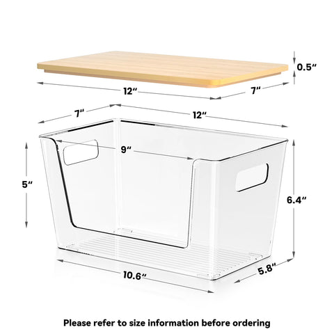 CiWiVOKi stackable organizer with bamboo lid saves vertical cabinet space for kitchen and pantry.